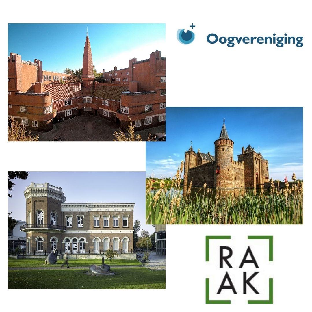 Museum Het Schip, Rijksmuseum Muiderslot, Natuurhistorisch Museum Rotterdam en logo's Oogvereniging en RAAK Stimuleringsprijs