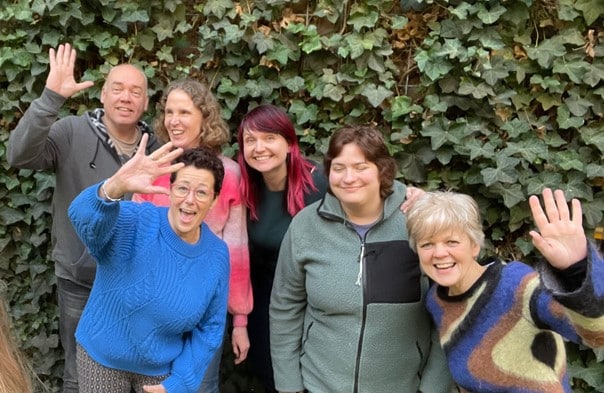 Foto: projectgroep tijdens de ontwikkeldag op 10 februari. Van links naar rechts: Bram Vedder, Jill Mecking (boven), Christel van der Horst (onder), Dilana Schaafsma, Henriët de Weerd en Joke Stoffelen.