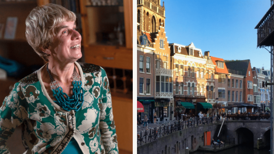 profielfoto jody van den brink met daarnaast een foto van het centrum van Utrecht