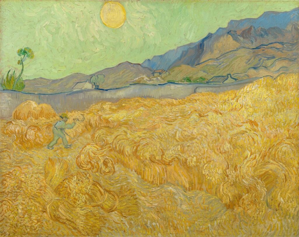 Schilderij Korenveld met maaier van Van Gogh