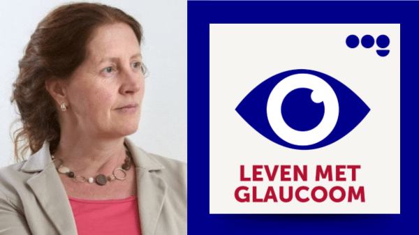 gz psycholoog janine delver en het logo van de podcast leven met glaucoom