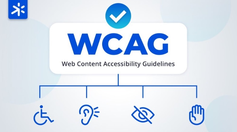 De tekst WCAG met daaronder 4 icoontjes: een rolstoel, een oor, een oog en een hand